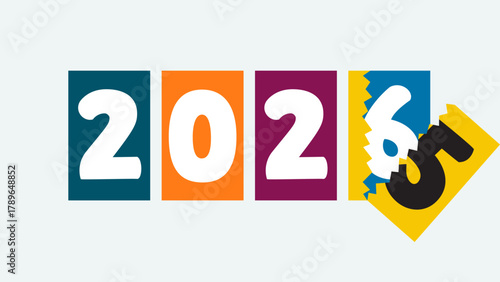 Colorful  New Year number of 2026 greeting card