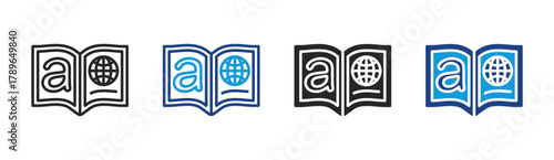 Language Book icon set multiple style collection