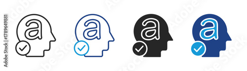 Language Mind icon set multiple style collection