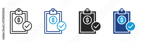 Money Approve icon set multiple style collection