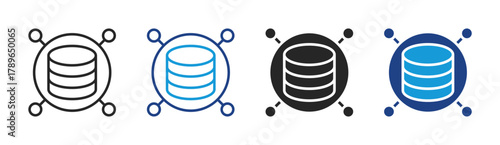 Data Network icon set multiple style collection