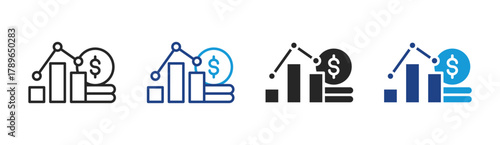 Finance Growth icon set multiple style collection
