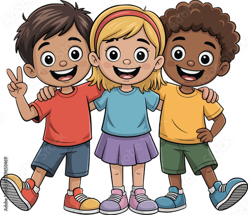 Diverse Children Friends Smiling Together Happy Kids