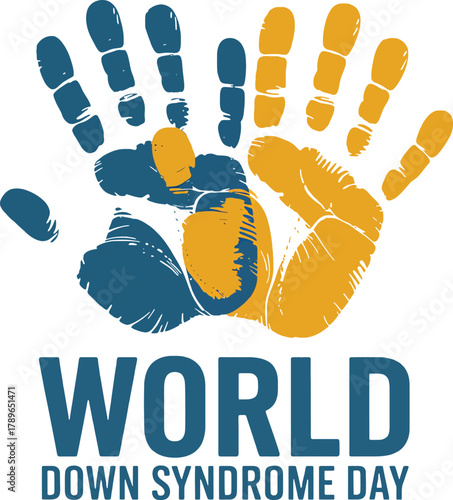 World Down Syndrome Day Awareness Blue Yellow Hand