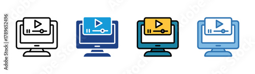 Video Player icon set multiple style collection