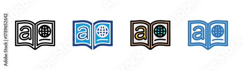 Language Book icon set multiple style collection