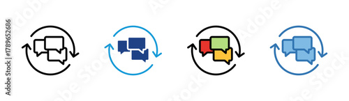 Message Cycle icon set multiple style collection