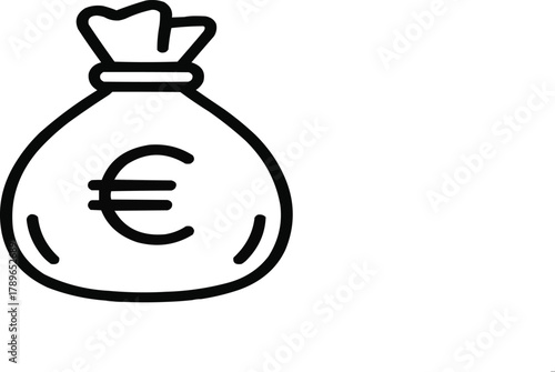 Business Finance Icon Money Bag with Euro Symbol