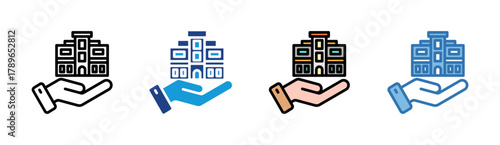 Building Care icon set multiple style collection