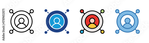 Network User icon set multiple style collection