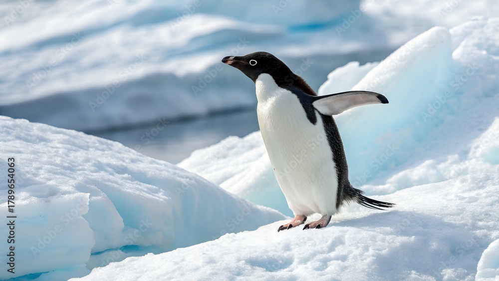 Fototapeta premium penguin in antarctica snow 