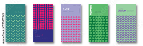 A collection of minimalist posters with geometric backgrounds and clean typography. The versatile vector patterns are perfect for posters,labels, and backgrounds with excellent text legibility. 