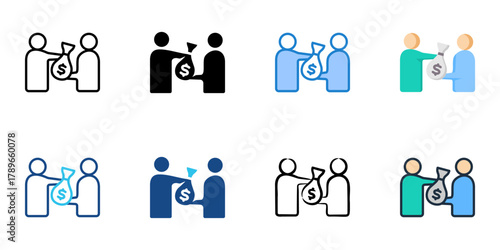 Lobbying icon set multiple style collection 

