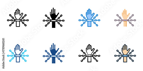 Civil disobedience icon set multiple style collection 
