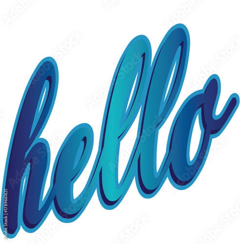Vector art of hello text in blue and teal gradient