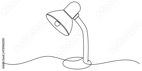 Continuous one line drawing of a simple table lamp. Vector illustration