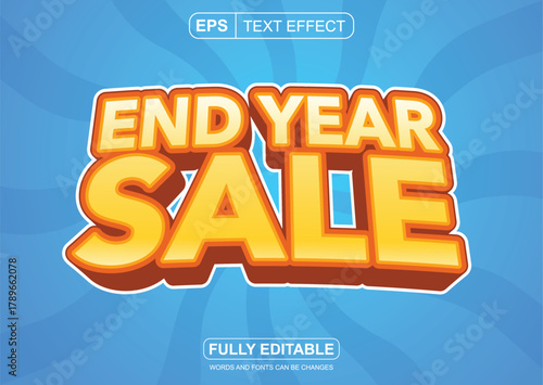 End Year Sale Editable Font with blue background. graphic resources for your festive and attractive end of year promotional needs
