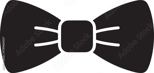 Classic black bow tie vector illustration for formal wear, elegant events, and sophisticated attire concepts.