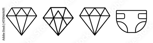 Diamonds and diaper icon set. celebration of new baby arrival