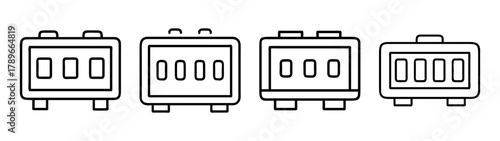 Digital counter line icons set representing numerical displays