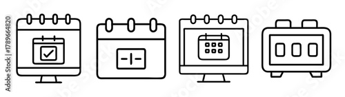 Modern calendar, schedule, and time management digital icons set