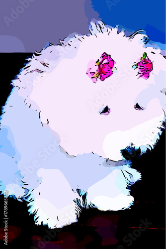 うなだれるビションフリーゼ(イラスト風加工)