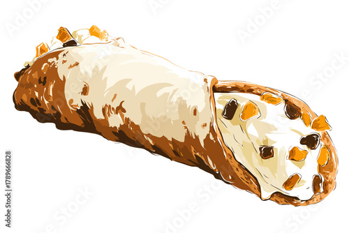 Traditional Sicilian Cannoli Pastry with Ricotta Filling and Candied Fruit