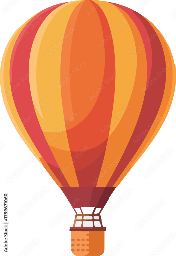 Naklejka premium Colorful hot air balloon vector illustration with orange and red stripes ready for adventure