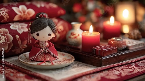 Tang Style Doll Red Candle Warmth Oriental Mood