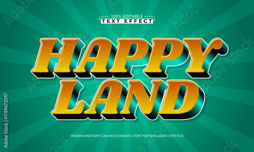 happy land editable cartoon text effect for kids play poster