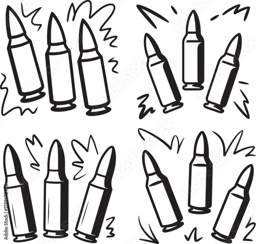 Bullet Ammunition Cartridge Firearm Weapon Danger Target Military Defence Illustration