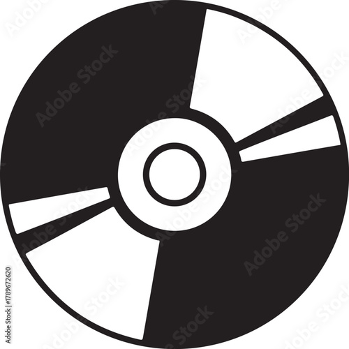 Compact disc vector icon for data storage and multimedia applications on a black background