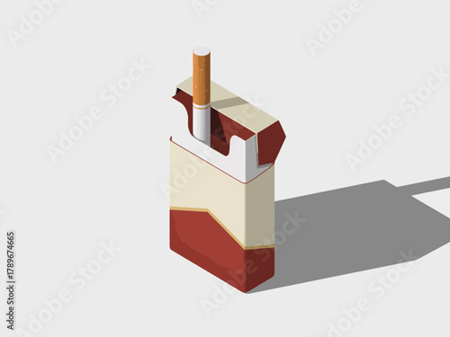 This is a minimalist depiction of a cigarette box with a single cigarette sticking out, symbolizing smoking culture and its associated lifestyle choices.