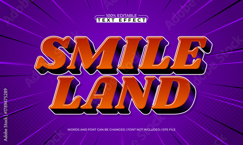 smile land editable cartoon text effect for kids play poster