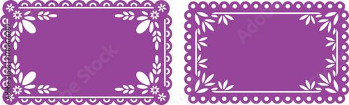 Papel Picado Illustration: Decorative Cut Paper Frames for Festive Celebrations