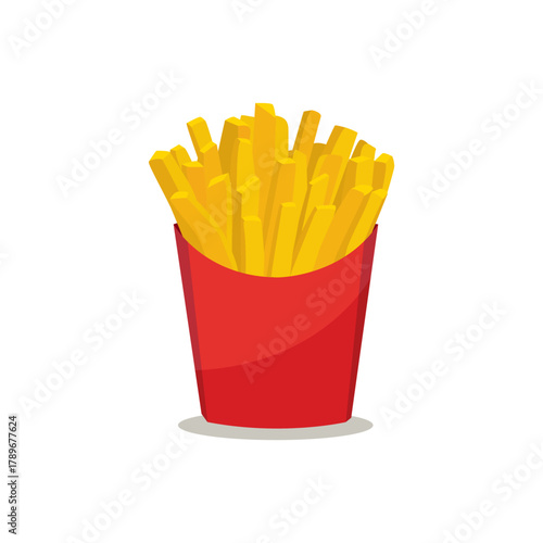Vector illustration of french fries in a red box