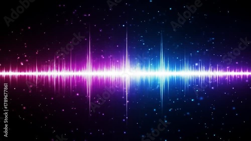 Abstract Sound Wave Dynamic Audio Visualization in Purple and Blue Hues