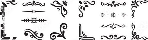 Decorative Flourishes and Dividers with Swirls and Floral Elements