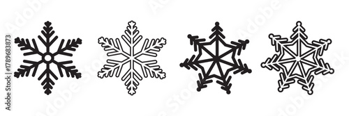 Snowflake set on isolated background. Isolated snowflake collection. Frost background. Christmas icon. Vector illustration