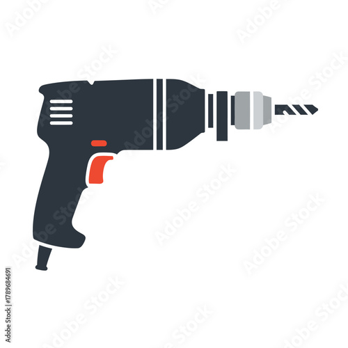 Dark gray drill with red trigger and gray accents tool power