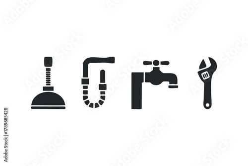 Plumber Tools Icons Set