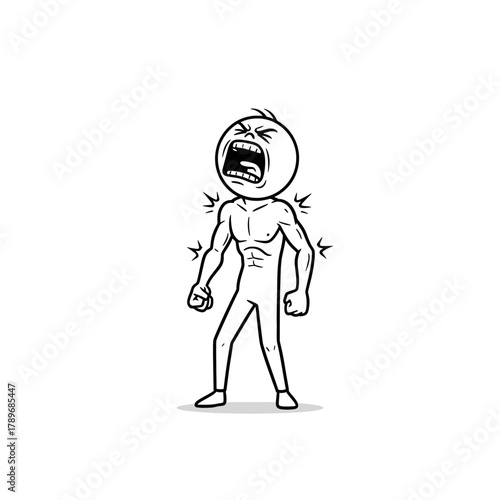 Stick figure yelling loudly with open mouth, expressing extreme anger and frustration.