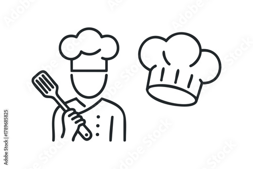 Chef with Spatula and Toque Icons