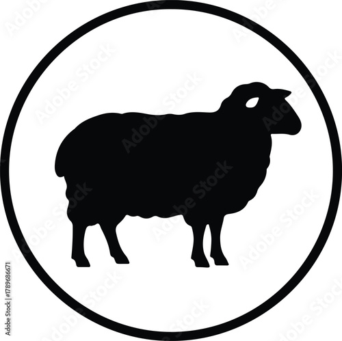 Illustration Black sheep icon inside a circle silhouette vector