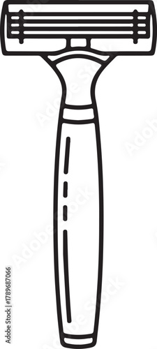 Outline vector illustration of a classic safety razor with multiple blades for personal grooming and shaving