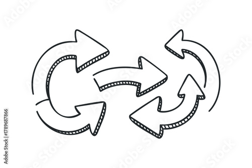 Four interconnected arrows in a circular flow