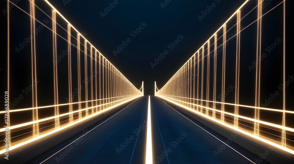 Obraz premium Futuristic glowing bridge pattern across dark background