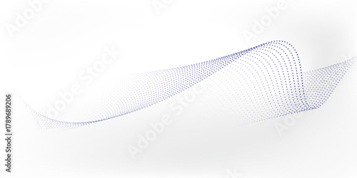 Abstract Wave line of flowing particles abstract vector background, smooth curvy shape dots fluid array.
