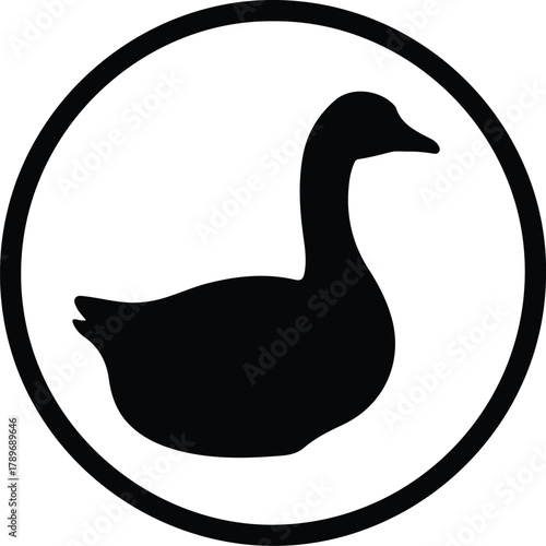 Illustration goose in circle symbol animal waterfowl silhouette vector