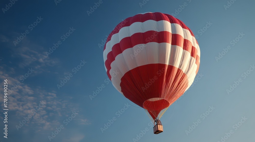 Naklejka premium A hot air balloon tethered to clean reflective ground surface decorated with Austria flag Perfect lighting reveals fabric